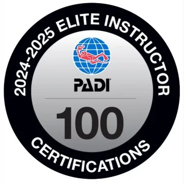 PADI Elite Instructor 2024-2025, 100 certifications