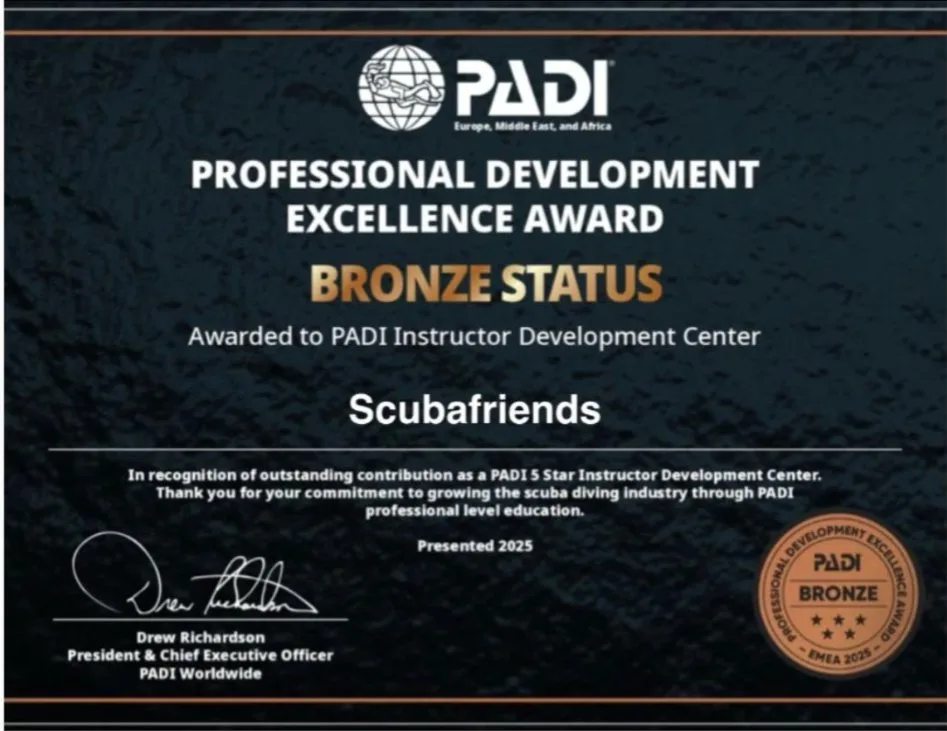 PADI Professional Development Excellence Award — Bronze Status, 2025