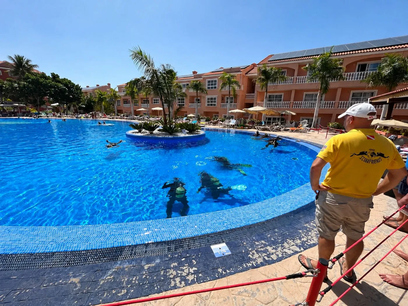 Instructor candidates during confined water training in the pool