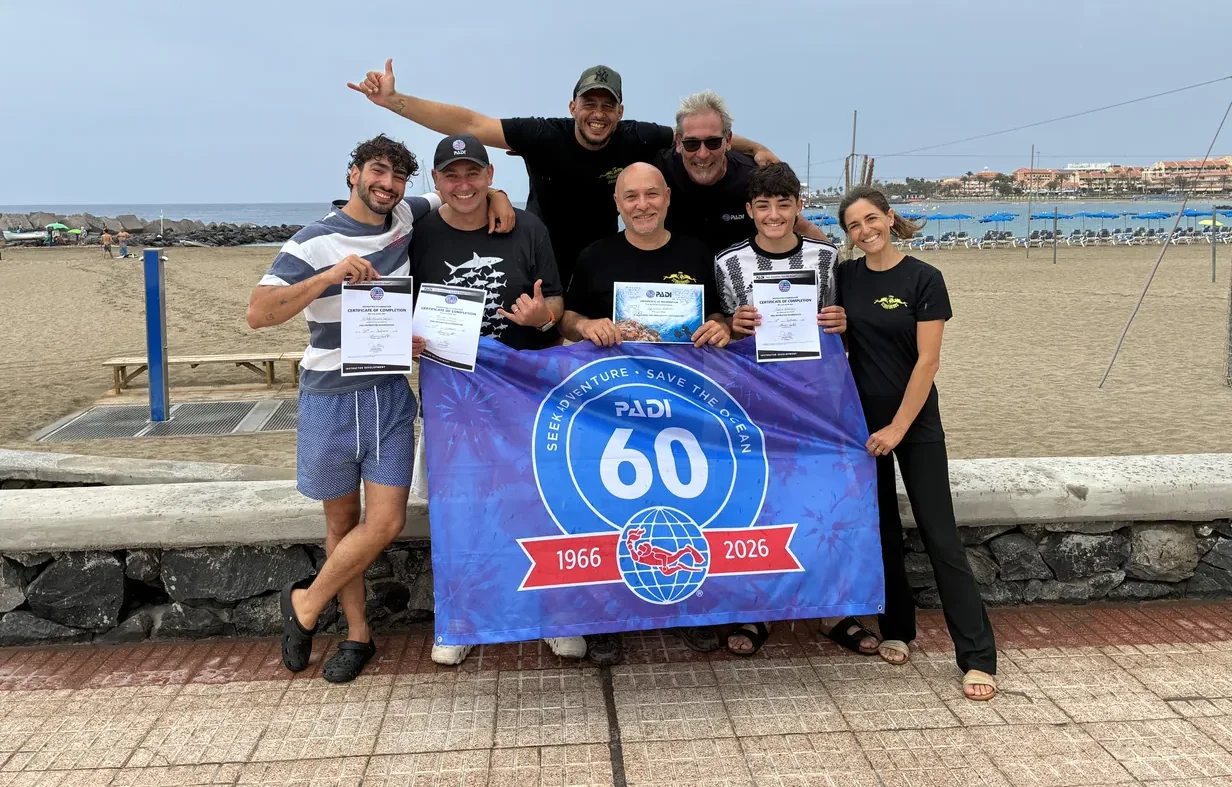 Salvatore Giglione, PADI Course Director, with new instructors after the Instructor Examination